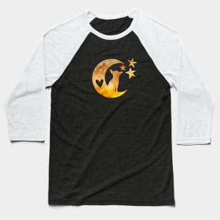 Chihuahua on the Moon with Stars Art Baseball T-Shirt